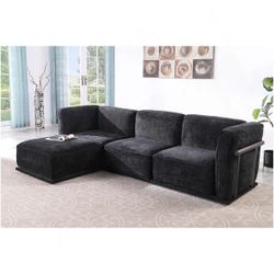 120 Inch Chenille Modular Sofa , Sturdy Iron,Wood Frame