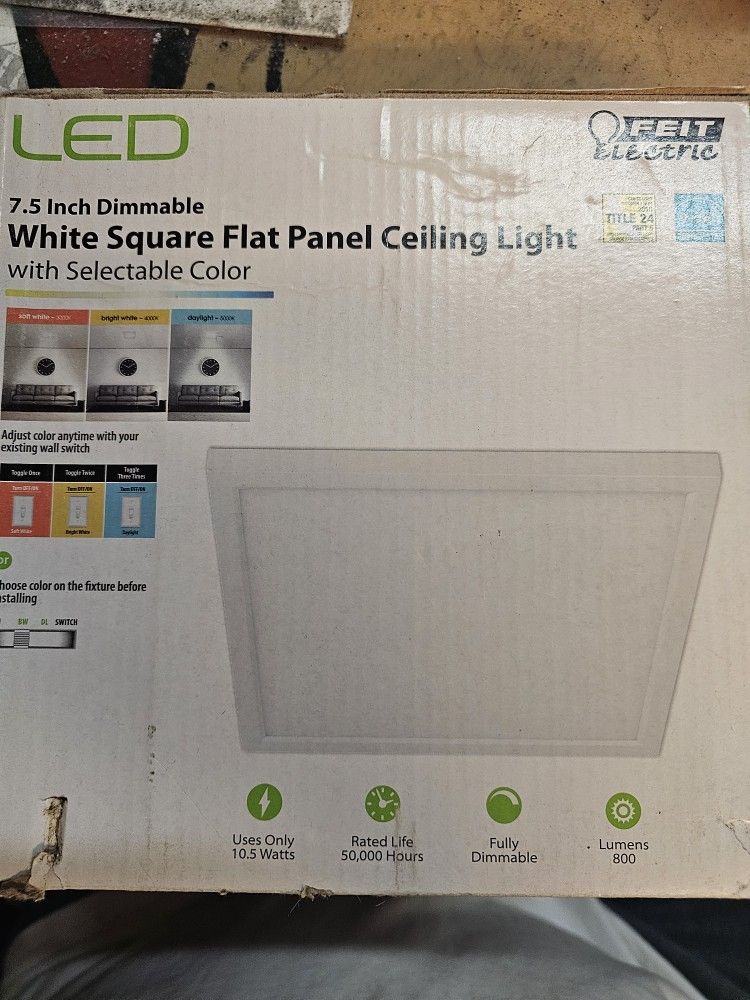 7.5 White Square Flat Panel Ceiling Light