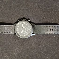 Black Leather Fossil Watch 