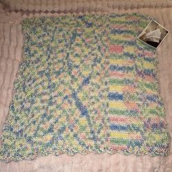 Handmade Crochet Baby Blanket 28"x28" Pastel Colors