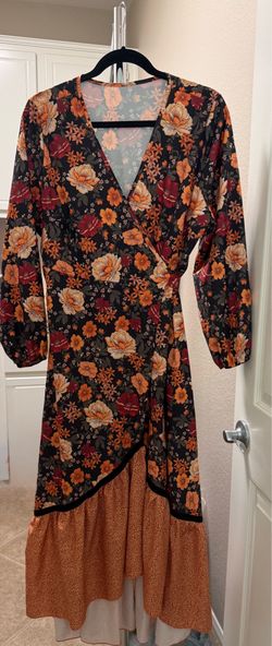 Floral Wrap High-Low Maxi Dress-Unlined.