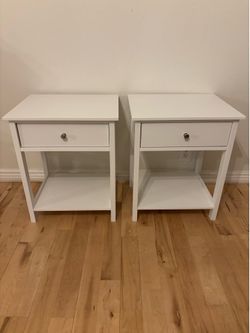 NEW! Costway Nightstand with Drawer Storage Shelf Wooden Bedside Sofa Side Table White 16” x 19”, 23” tall