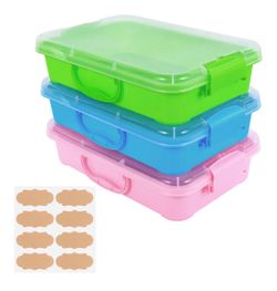 Plastic Containers with lids and labels! 3 pack! Brand new! See all pics!