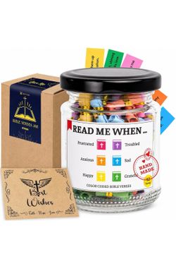 Bible Verse Jar – 92 Hand-Rolled Scripture Scrolls for Daily Encouragement, Inspiring Christian Gift, Religious Gifts for Women, Birthday Gifts for Mo