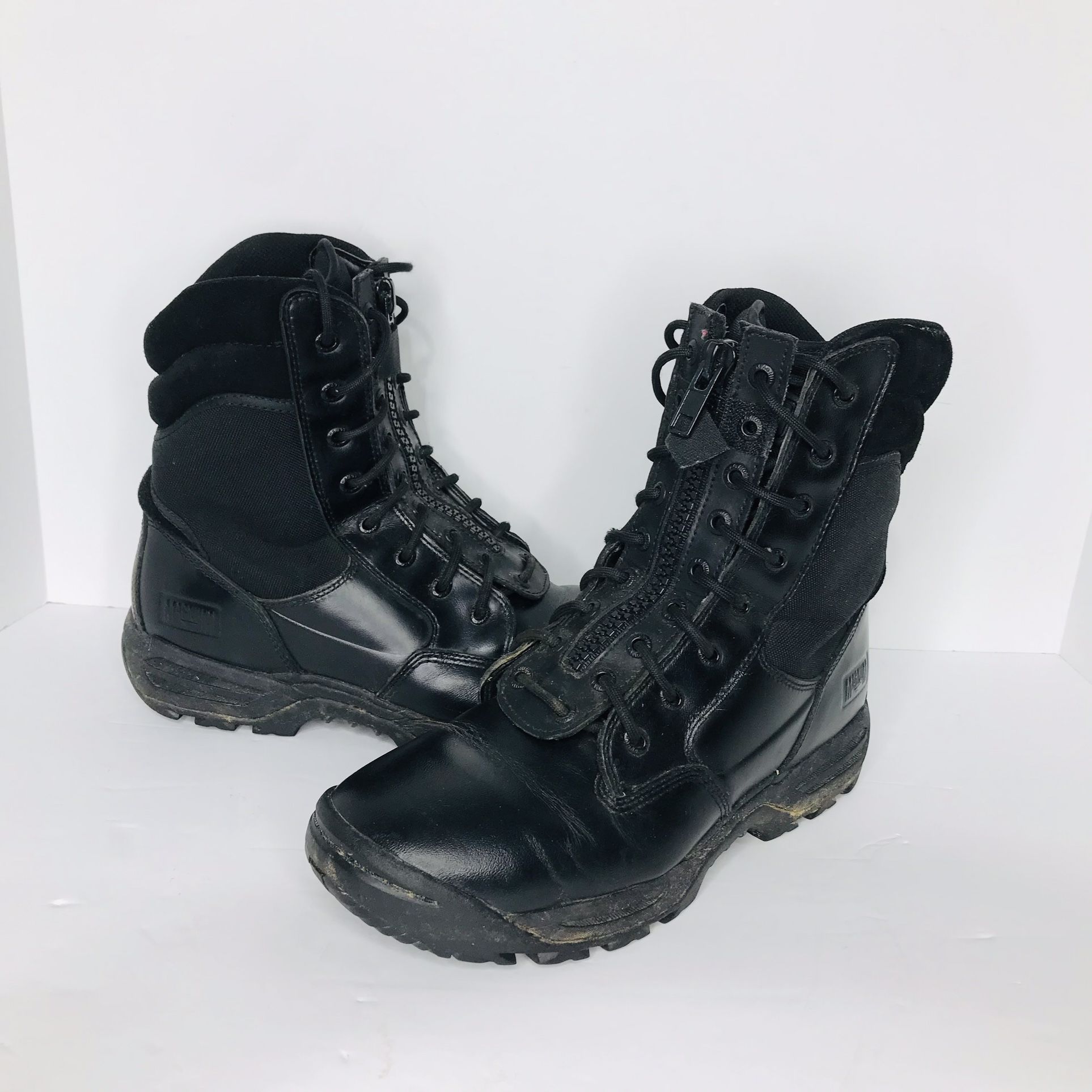 Magnum Stealth Force II Lace Up / Zip Black Tactical Duty Boots Mens 9.5 Wide