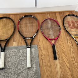 4 Tennis Rackets (Wilson, Prince) 