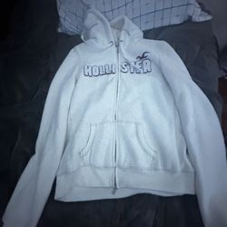 hollister white zip up/jacket 