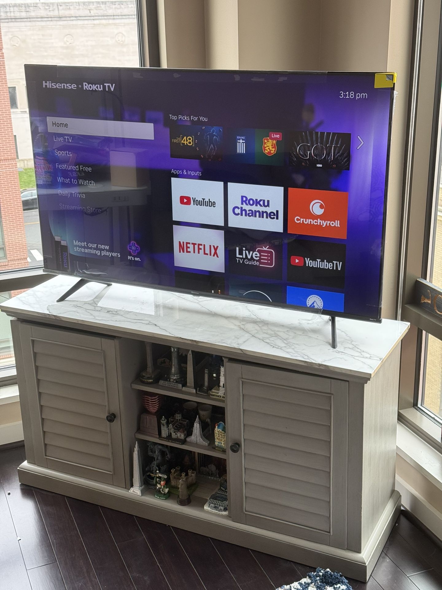 Marble Top gray/Silver TV stand Cabinet