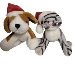  Plush  small vintage Ganz soft spots Christmas puppy and kitten set. 4"