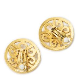 Chanel CC Round Clip On Earrings