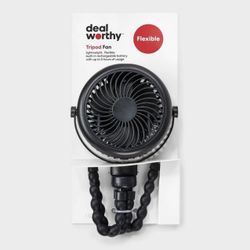 Deal Worthy Tripod Fan Flexible Rechargeable Portable Stroller Clip-on