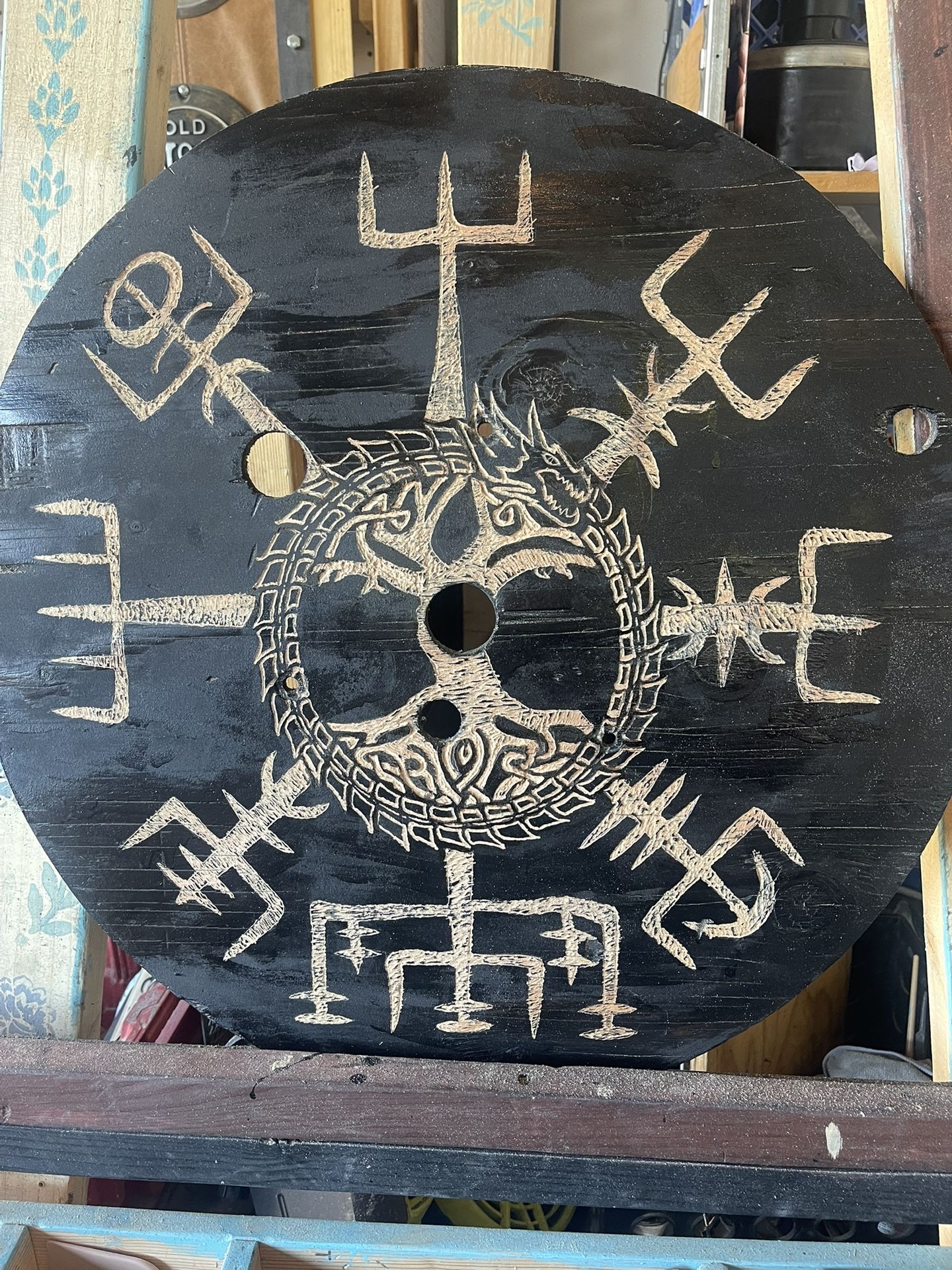 Hand Carved Viking Compass Tree Of Life