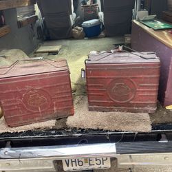 Pair Of Vintage Falstaff Coolers 