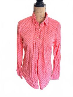 Talbots Coral Pink Elephant Print Button-Up Shirt, Hollywood