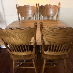 Solid Wood Extendable Dining Table Set - Includes Leaf & 4 Chairs