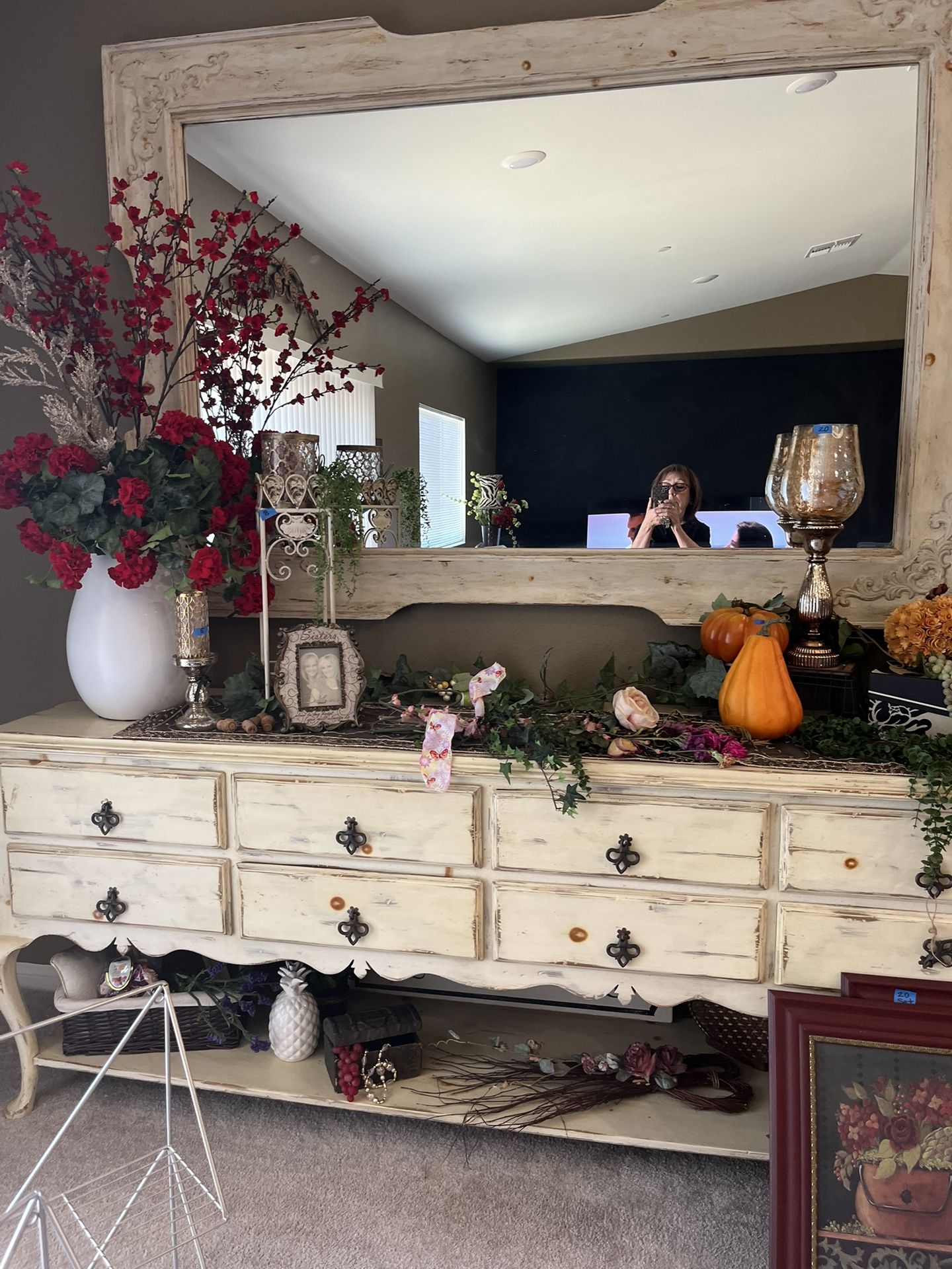 Beautiful Mirror And Dresser Cabinet Console