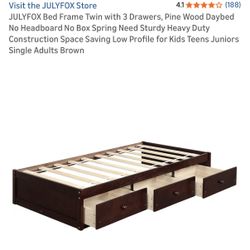 Twin Bed frame With 3 Drawers And Mattress 