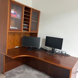 Large Office Desk with Cabinets & Shelves – 7ft Workspace