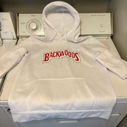 Backwoods Classic Logo Pullover Hoodie White Red Streetwear Men’s Size 2XL