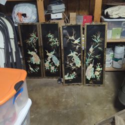 Vintage Oriental lacquer panels