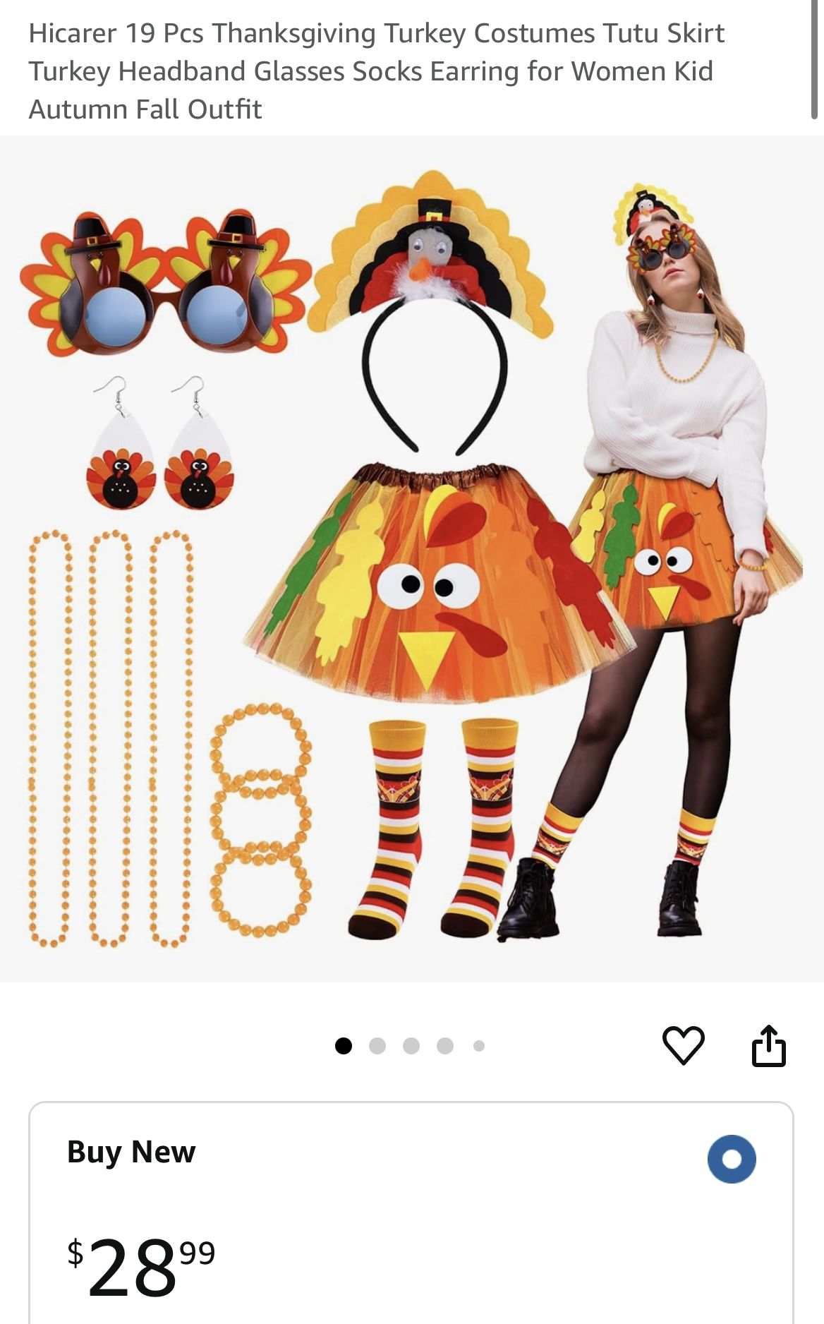 19 Pcs Thanksgiving Turkey Costume