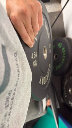 used barbell and weights.