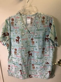 Holiday Scrub Tops Size Medium