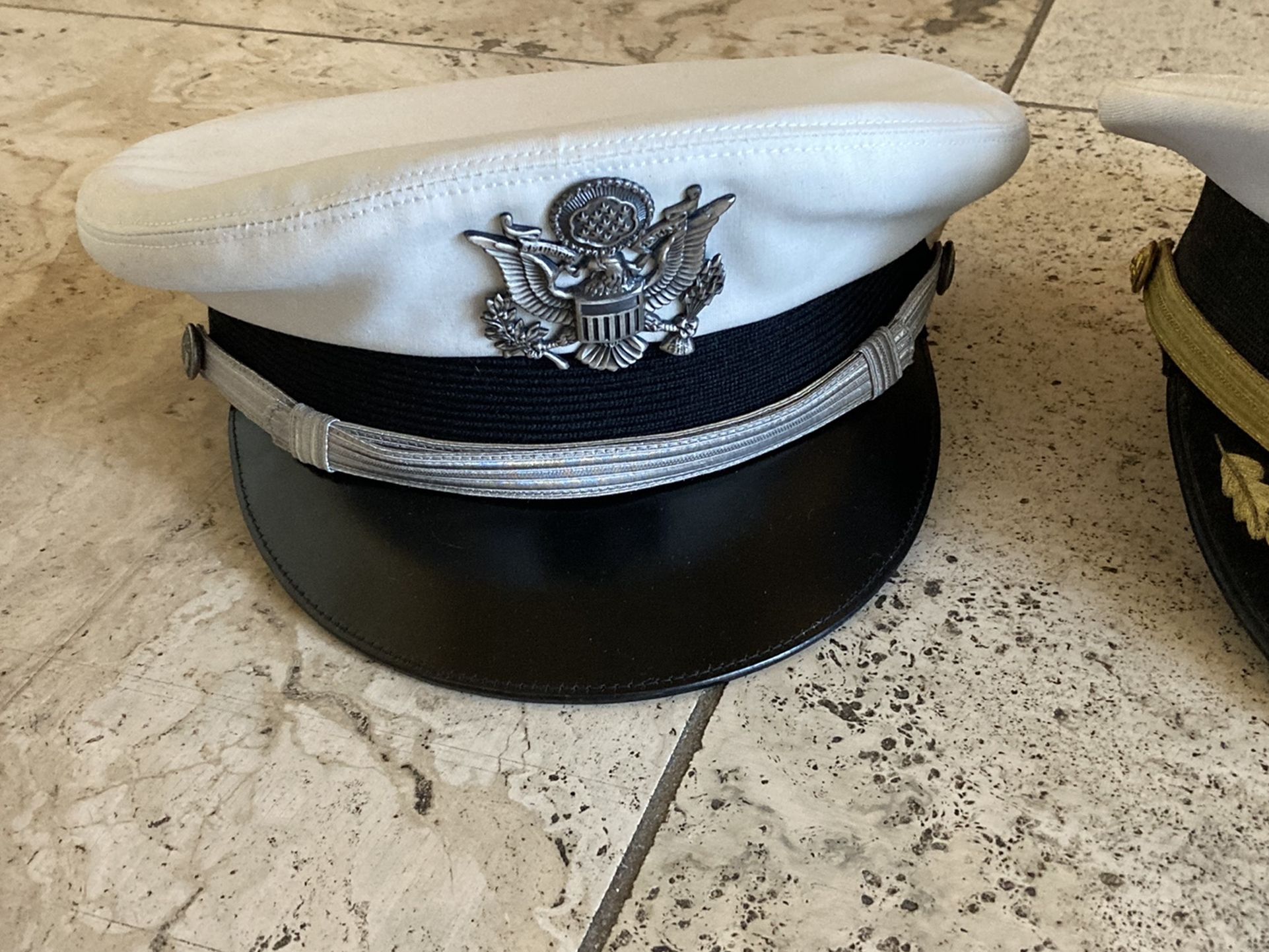 Nice lot collection of three Military Visor Hats officer Navy Air Force Academy 