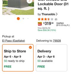6 ft. W x 6 ft. D Outdoor Black Metal Tool Storage Shed with Window and Lockable Door (31 sq. ft. )