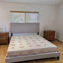 Grey Upholstered California King Bed Frame