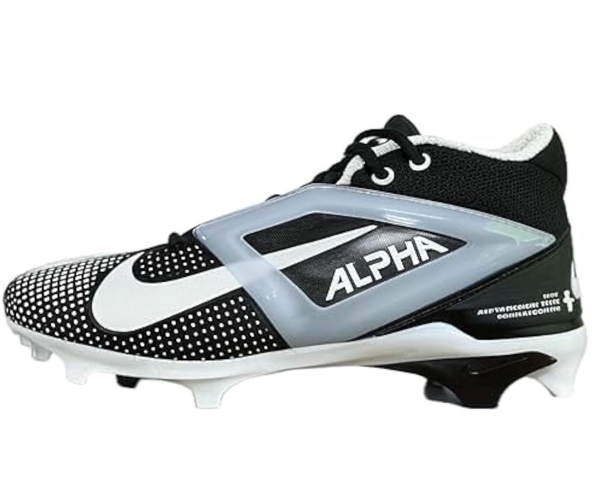 Nike Men's Alpha Menace-4 Pro Football Cleats Shoes Black/White #FZ7702-005 - Size Men's 15.5