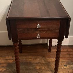 antique Drop Leaf Twisted Leg Side Table