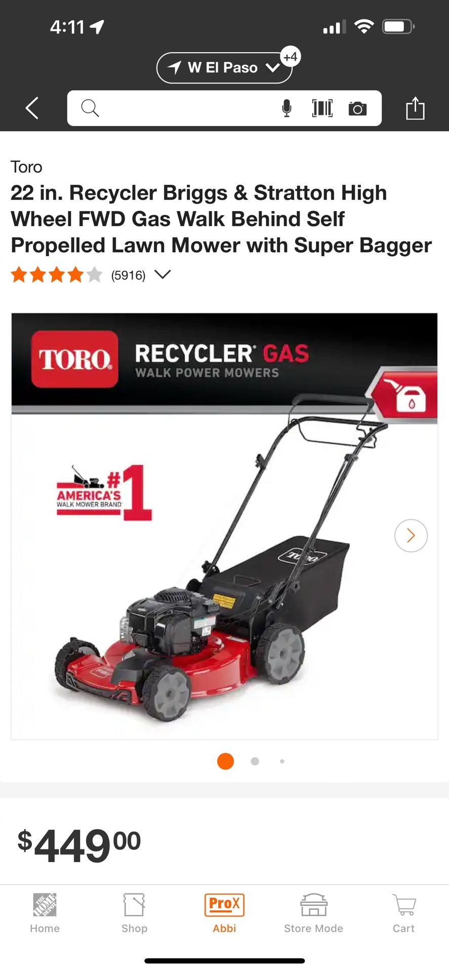 TORO 22” GAS LAWN MOWER