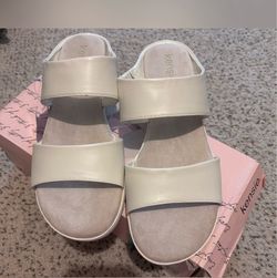 Kensie White Double Strap Sandals