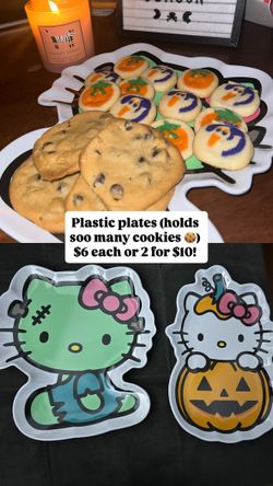 Hello Kitty Halloween Frankenstein And Pumpkin Plates