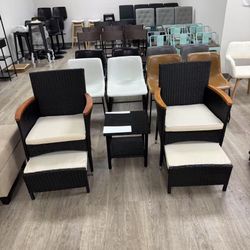 New 5 pieces patio furniture set, 2 chairs 1 table