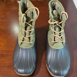 Sperry Womens Saltwater Quilted Duck Boots - Olive Green
