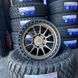 LT 265/70/17 Atlander MT And New Lock Off Road Rims 17” 6X139.7 For Toyota Tacoma 4Runner Chevy GMC Sierra