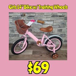 New Girls 14" Bike w/ Training Wheels: Njft