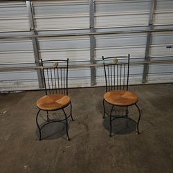 Rod Iron Wicker Seat Chairs