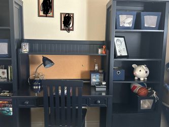 6-Piece CafeKid Navy Blue Bedroom Set. Solid Wood.