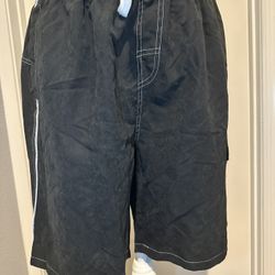 Men’s Charcoal Gray Swim Trunks XL Mesh Lined Board Shorts Drawstring
