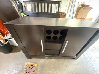 Dark Wood Cabinet w/ Wine Rack