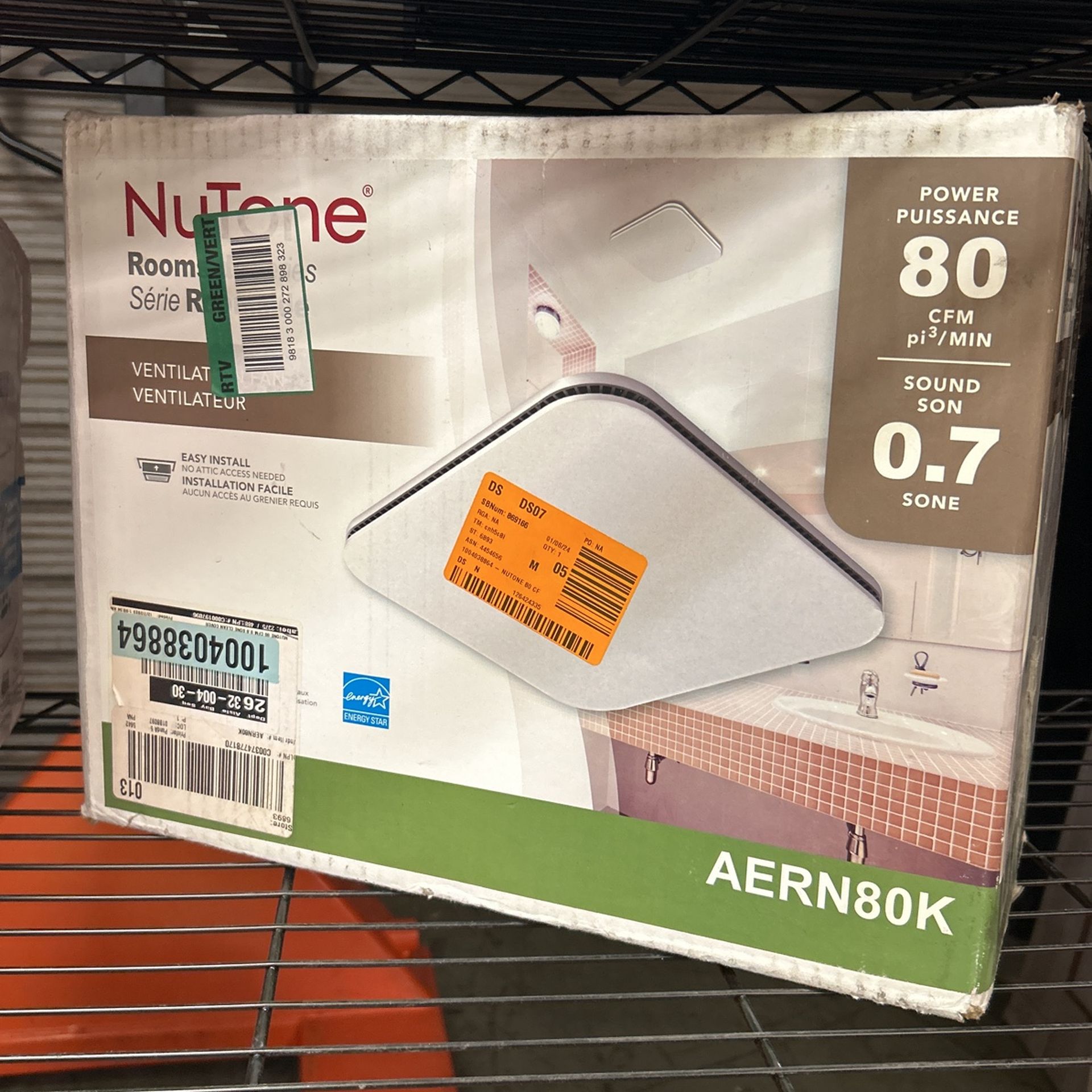 Broan-NuTone AERN80K Roomside Series 80 CFM Ceiling Bathroom Exhaust Fan with CleanCover, ENERGY STAR