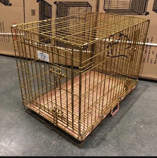 24" Gold Dog Kennel Cage With Metal Grid Flooring 🐶🐕🐩🦮🐕🦺🆕