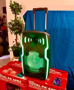 ION ≠ (Total PA Apex) Rechargeable PA Speaker – Wireless Mic, Speaker Stand, Bluetooth, LED Lights