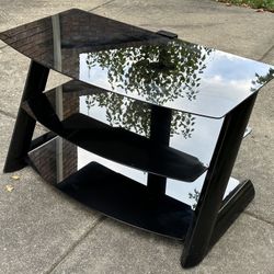 Black Glass TV Entertainment Stand