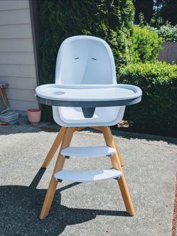White Highchair w/ Wood legs