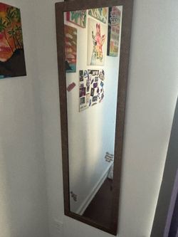Tall Narrow Wall Mirror Brown Frame