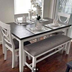 ✅️✅️6-Pc Dining Set
Table + 4 Chairs + Bench✅️